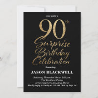 Celebração de Aniversário de 90 Surpresa Preta e D