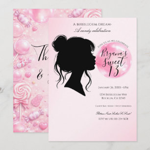 Convites Celebração de Aniversário de Bala de Menta Rosa So