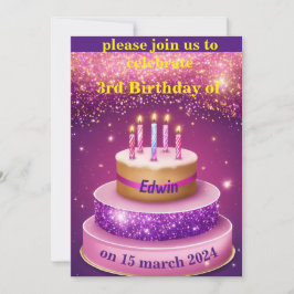 Convites celebração de aniversário de bolo