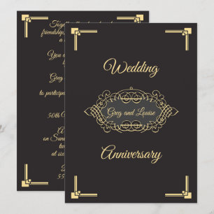 Convites Celebração de Aniversário de Casamento Art Deco