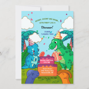 Convites Celebração de Aniversário de Dinossauro