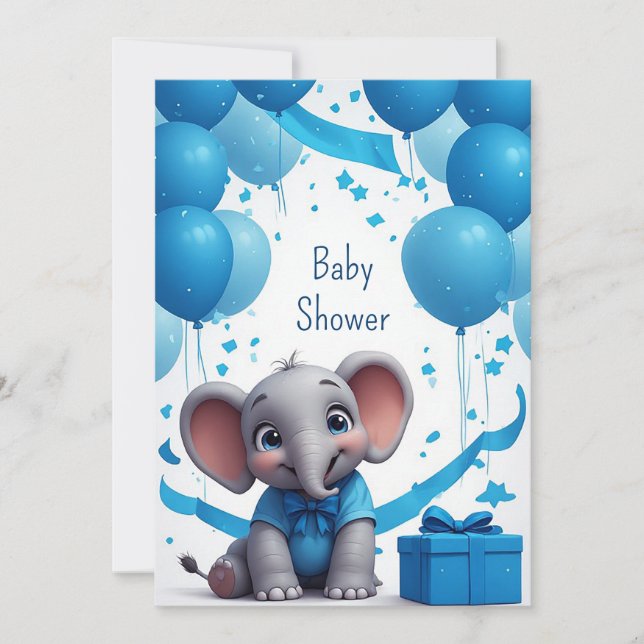 Convites Celebração de Aniversário de Elefante Bebê 🐘 (Frente)