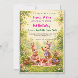 Convites Celebração de aniversário de gêmeas