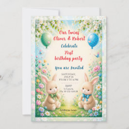 Convites Celebração de aniversário de meninos gêmeos
