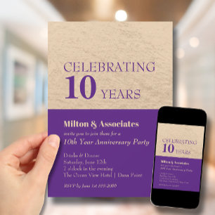 Convites Celebração de Aniversário de Negócios Roxo e D