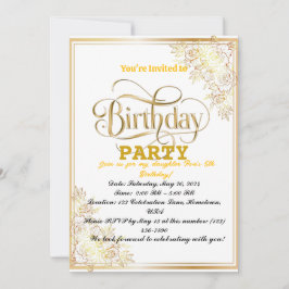Convites Celebração de aniversário de Ouro brilhante!