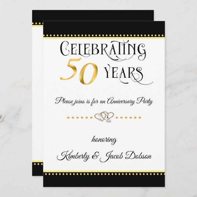 Convites Celebração de Aniversário de Ouro de 50 anos (Frente/Verso)