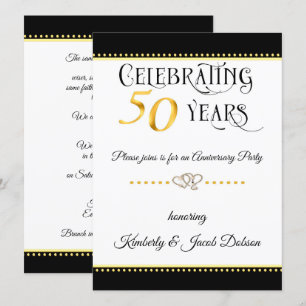 Convites Celebração de Aniversário de Ouro de 50 anos