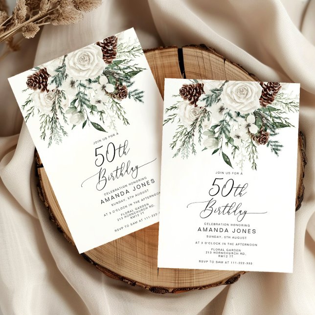 Convites Celebração de aniversário do Evergreen Winter 50th (Criador carregado)