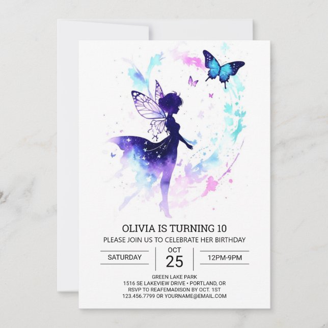 Convites Celebração de aniversário do Jardim das Fadas Enca (Frente)