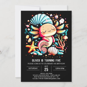 Convites Celebração de Aniversário do Whimsical Axolotl Wat