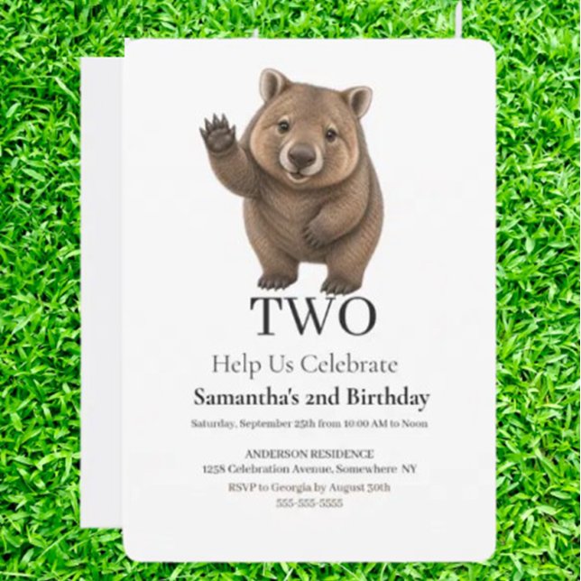 Convites  Celebração de Aniversário do Wombat (Imagine a birthday party where a cuddly wombat is the guest of honor   )