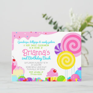 Convites Celebração de Aniversário Doce e Colorido