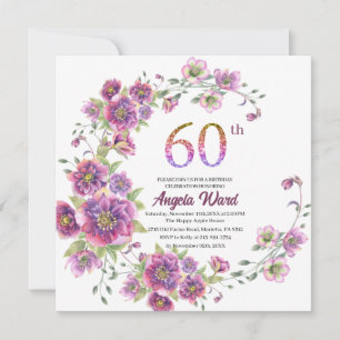 Convites Celebração de aniversário elegante  brilho floral 