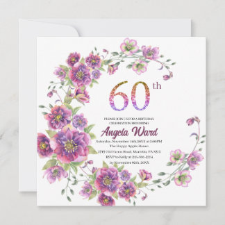 Convites Celebração de aniversário elegante  brilho floral 