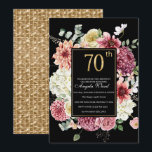 Convites Celebração de aniversário elegante floral brilho 7<br><div class="desc">Celebração de aniversário elegante floral brilho 70º</div>