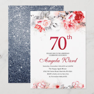 Convites Celebração de aniversário elegante floral brilho 7