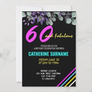 Convites Celebração de Aniversário Fabuloso de 60 anos