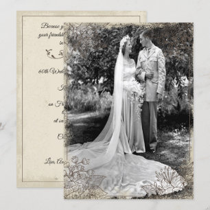 Convites Celebração de Aniversário Floral Vintage