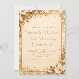 Convites Celebração de Aniversário Luxuoso com Brilho
