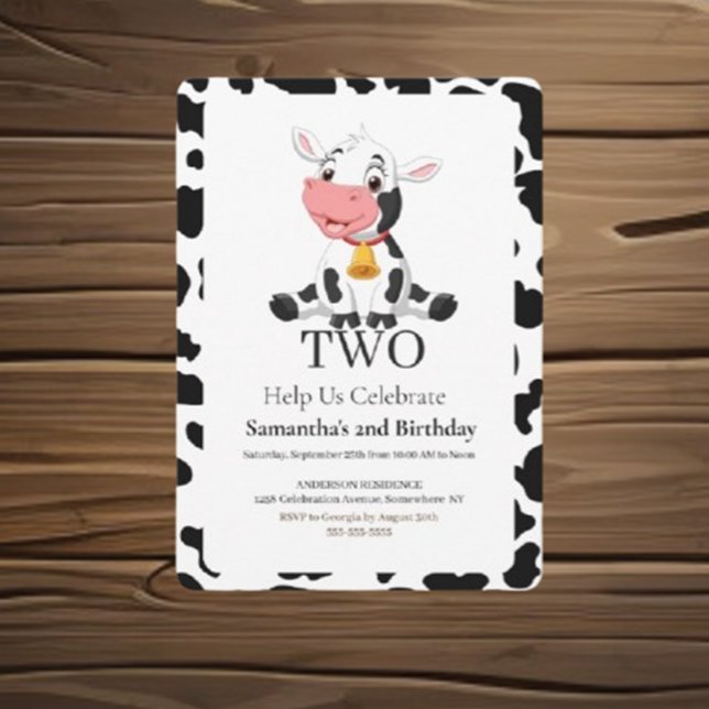 Convites Celebração de Aniversário Moo-velous ( Enjoy fun activities, joyful decorations, and cherished memories. Join us for a day of laughter and)