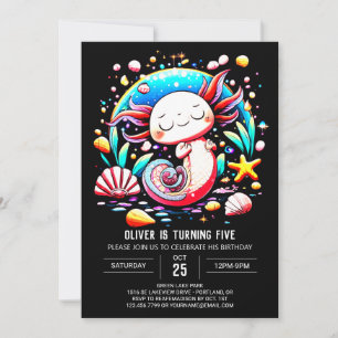 Convites Celebração de aniversário online Elegante Axolotl