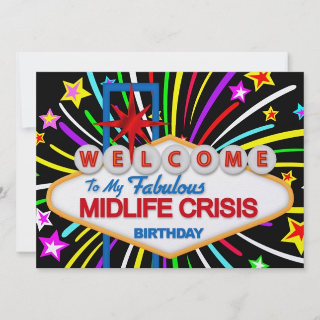Convites Celebração de Aniversário para Crise da Midlife -  (Frente)