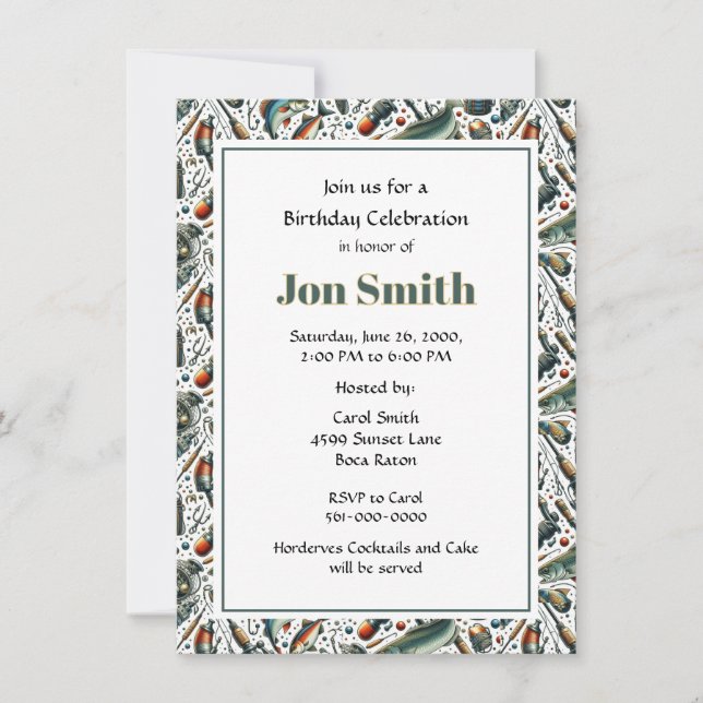 Convites Celebração de Aniversário para o Partido dos Pesca (Frente)