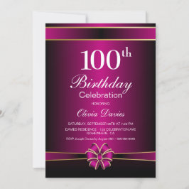Convites Celebração de aniversário rosa 100