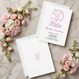 Convites Celebração de Aniversário Rosa 50 & Fabuloso