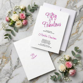 Convites Celebração de Aniversário Rosa Cinquenta e Fantást