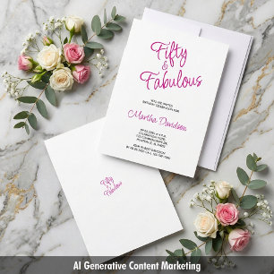 Convites Celebração de Aniversário Rosa Cinquenta e Fantást
