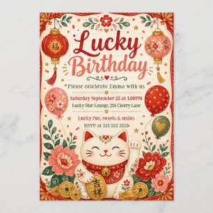 Convites Celebração de Aniversário Sortudo