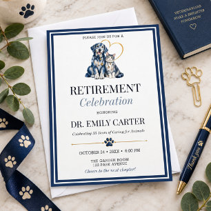 Convites Celebração de Aposentadoria de Veterinário de Gato