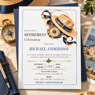 Convites Celebração de Aposentadoria de Viagem Elegante