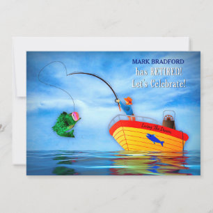 Convites Celebração de aposentadoria para ele pescando a 