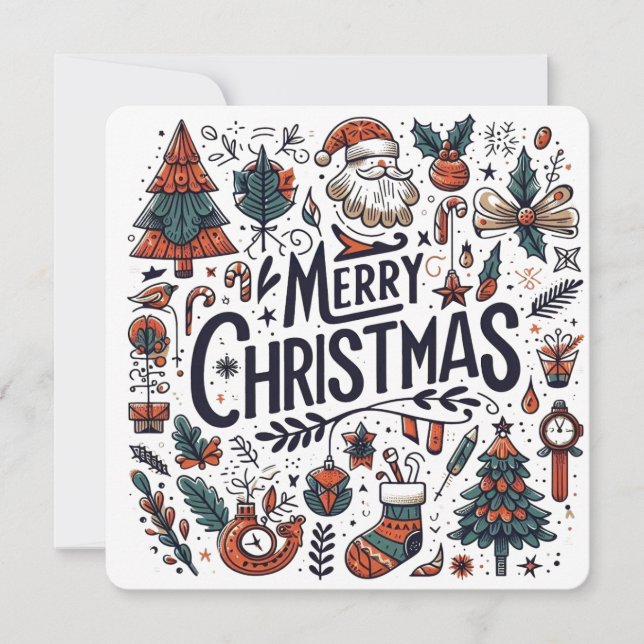 Convites Celebração de Arte do Doodle de Natal (Frente)