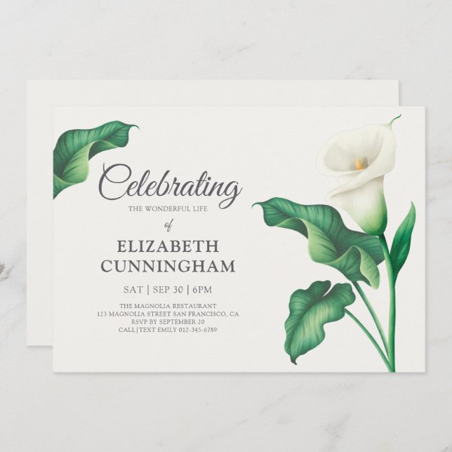 Convites Celebração de Botânicos Flores de Vida (Frente/Verso)