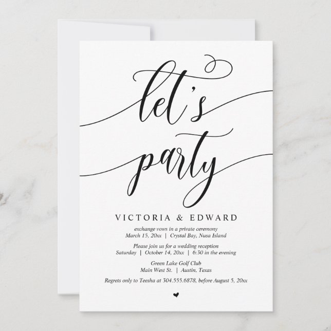 Convites Celebração de Casamento às Pressas, Vamos Festejar (Frente)