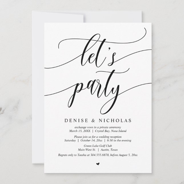 Convites Celebração de Casamento às Pressas, Vamos Festejar (Frente)