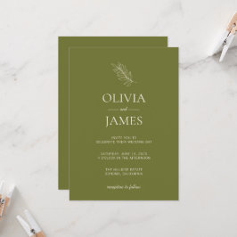 Convites Celebração de Casamento Botânico em Verde Oliva