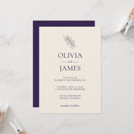 Convites Celebração de Casamento Botânico Roxo Meia-Noite