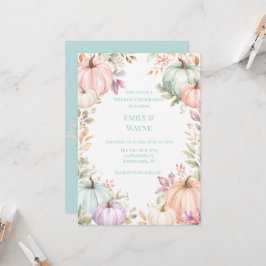 Convites Celebração de Casamento com Abóboras em Aquarela P