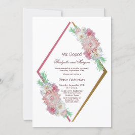 Convites Celebração de Casamento com Aquarela Floral Rosa
