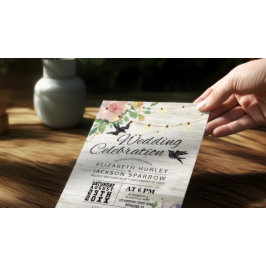 Convites Celebração de Casamento Corda Floral Branca de Mad