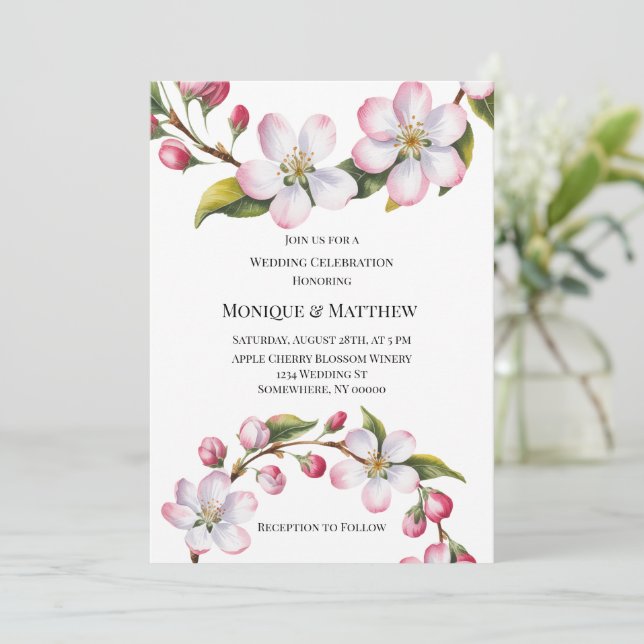 Convites Celebração de Casamento da Flor de Cerejeira da Ma (Em pé/Frente)
