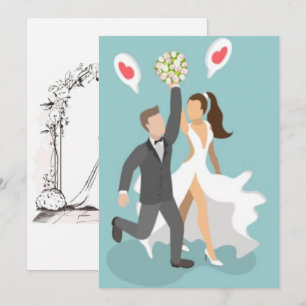 Convites Celebração de Casamento de Casal Alegre com Aquare