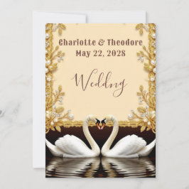 Convites Celebração de Casamento de Cisnes