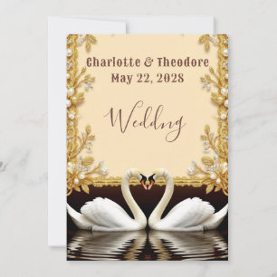 Convites Celebração de Casamento de Cisnes