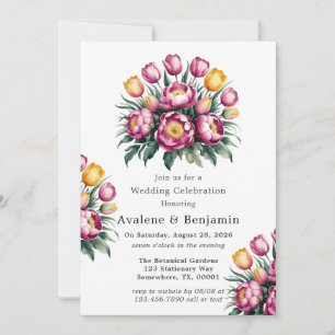 Convites Celebração de Casamento de Harmonia Floral Vibrant